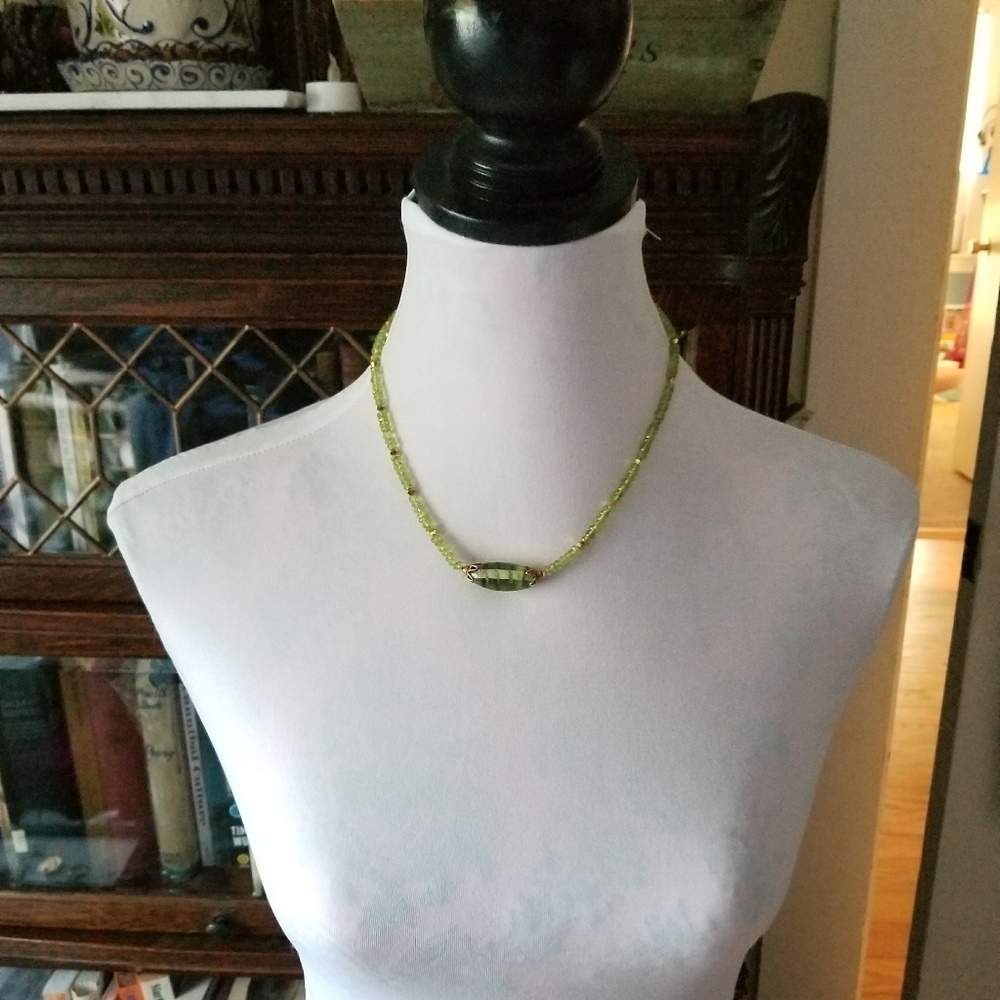 Peridot necklace gemstone bead necklace art glass gem stone handmade - Picture 13 of 16